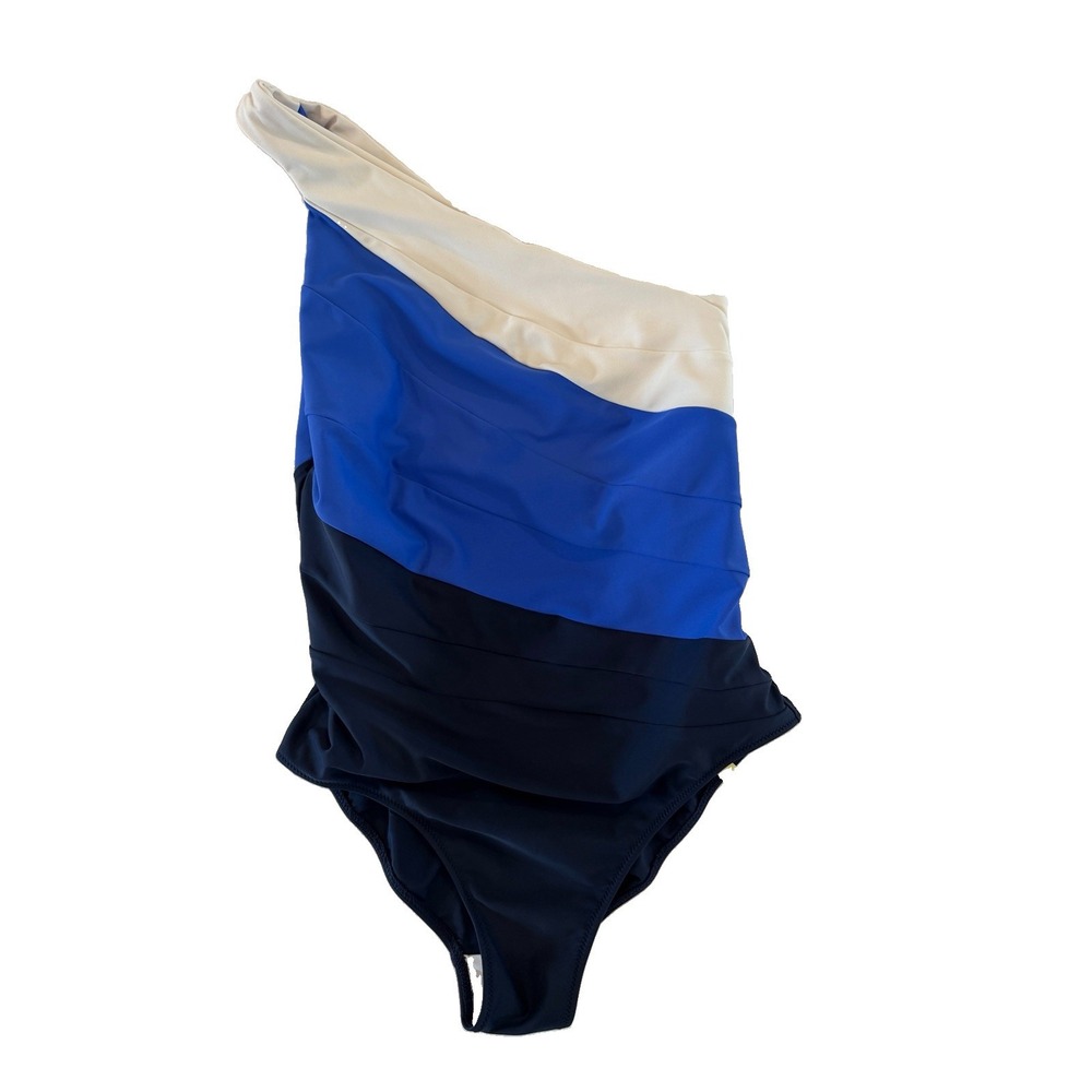 Summersalt Women's The Sidestroke One Piece Swimsuit Size 8 Beach Blue White